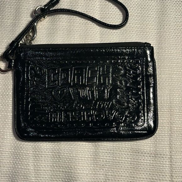 Vintage Coach Poppy Graffiti Embossed Patent Leather Wristlet - Picture 1 of 7